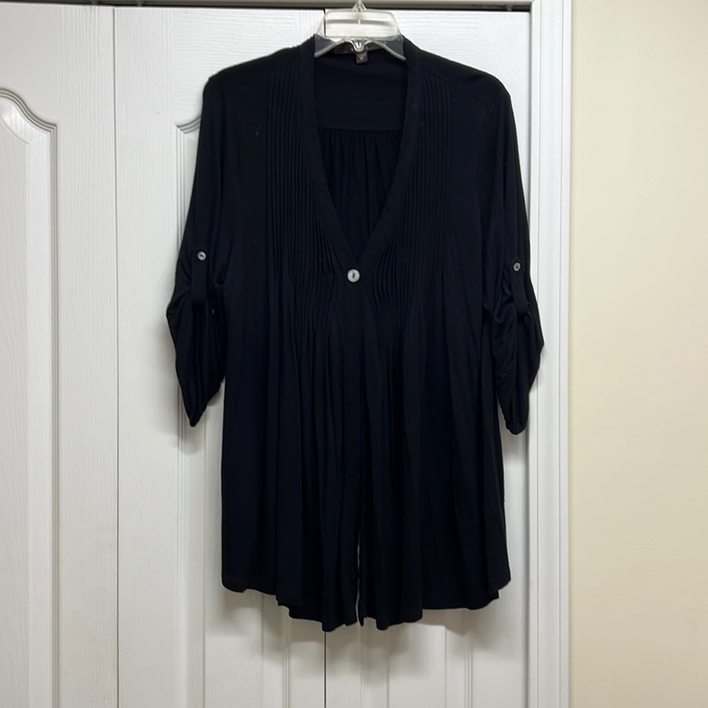 Fever black outer layer top with one button closed half sleeves size xl